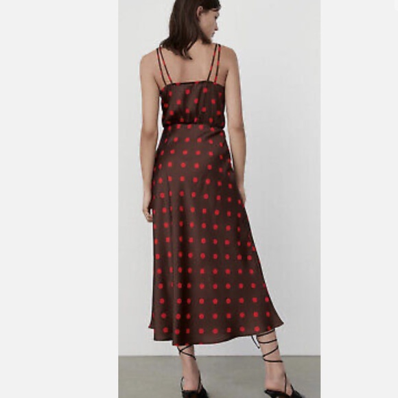 NWOT Zara Red Polka Dot Midi Sleeveless Dress - Picture 3 of 8